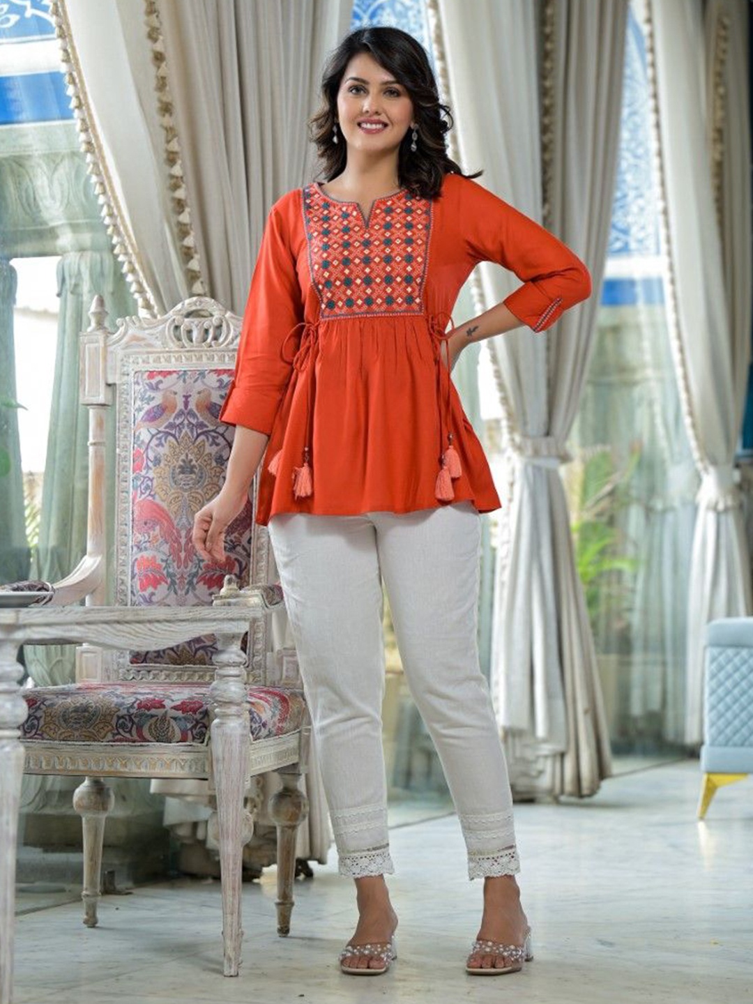 

Juniper Embroidered Tunic, Red