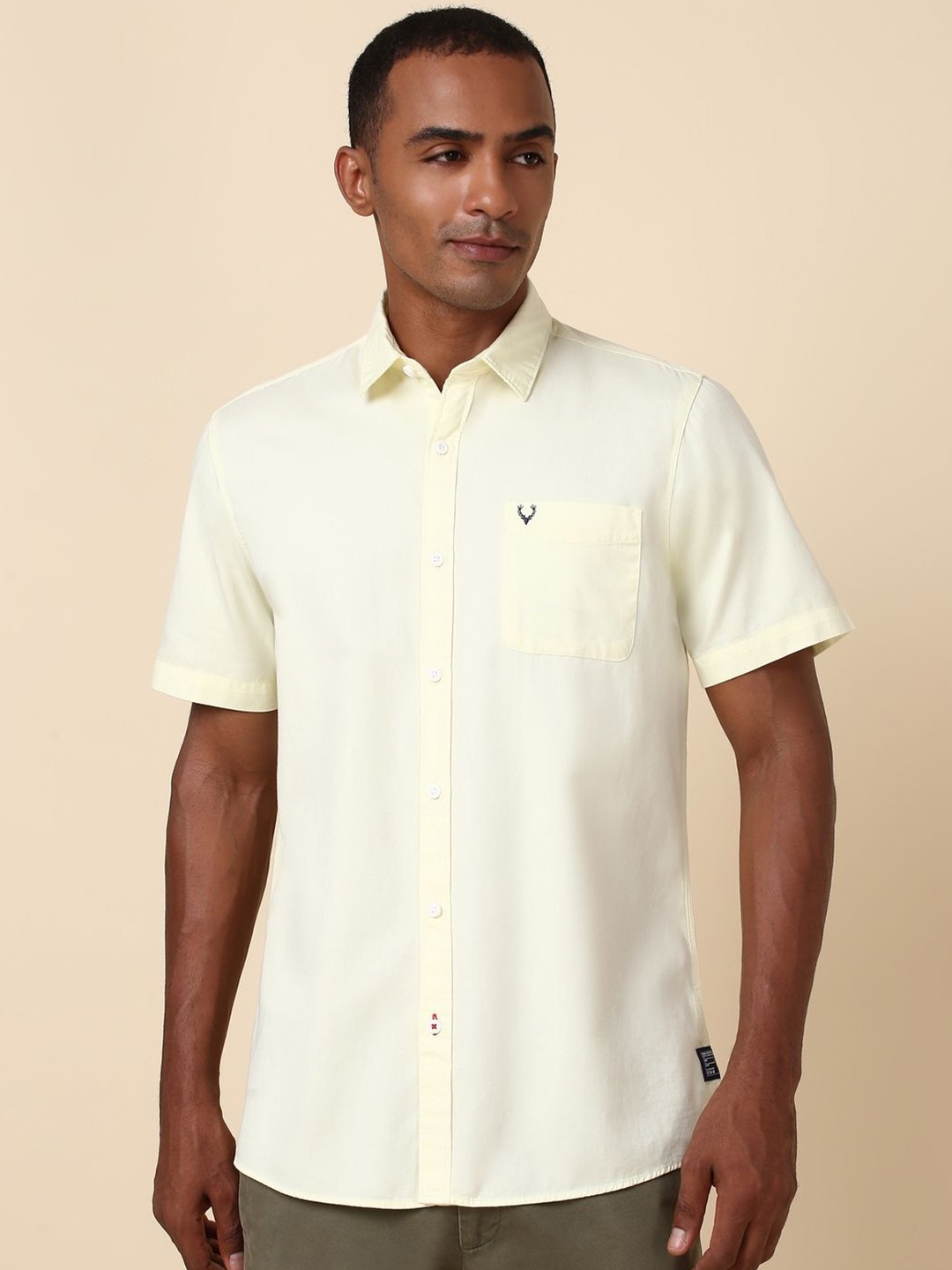 

Allen Solly Men Spread Collar Solid Cotton Casual Shirt, Yellow