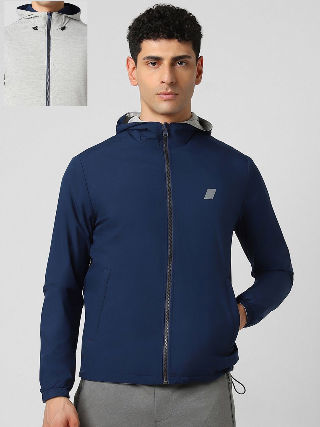 

Van Heusen Flex Men Open Front Jacket, Grey