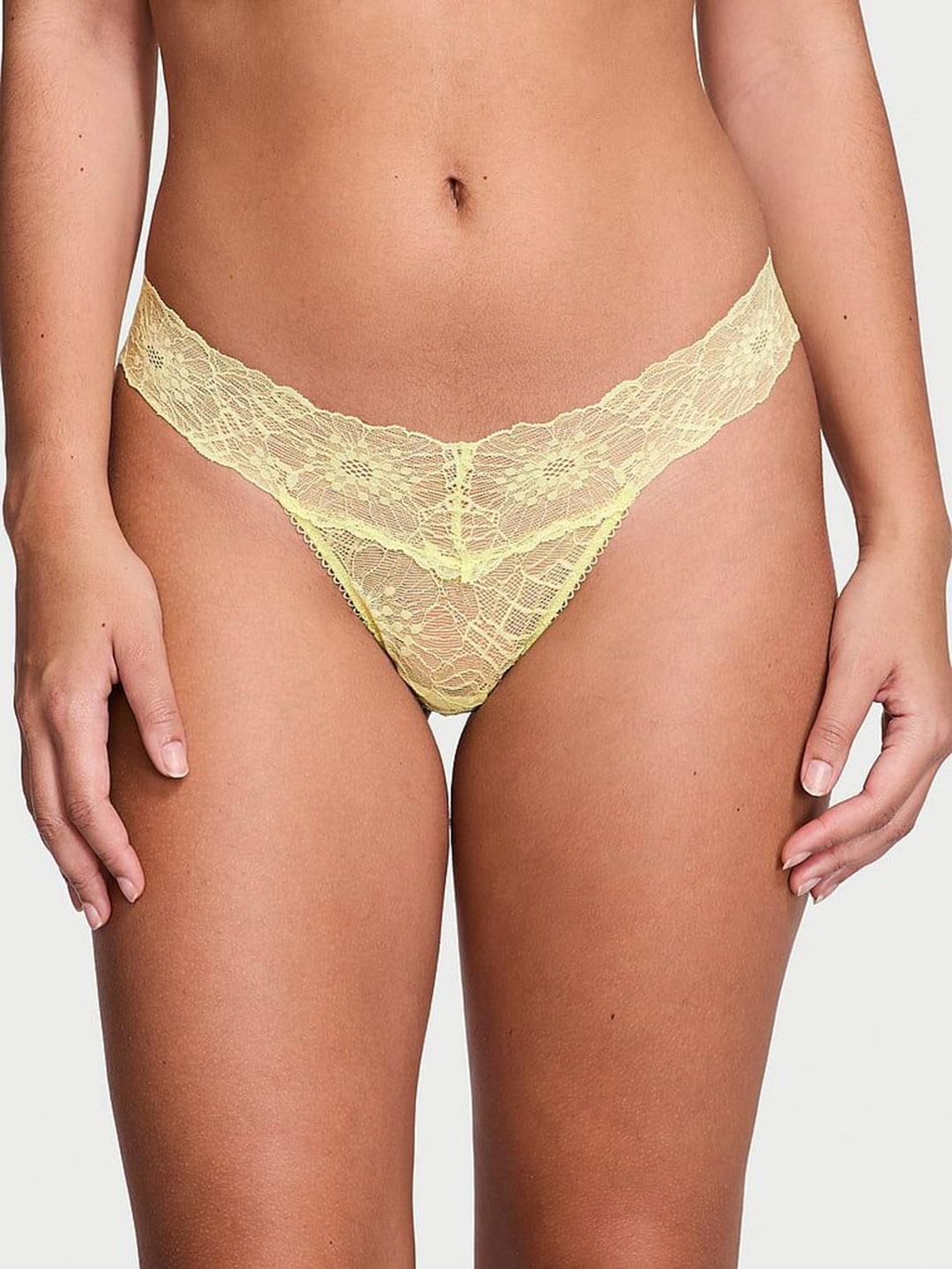 

Victoria's Secret Women The Lacie Self Design Low Rise Thong Briefs, Yellow