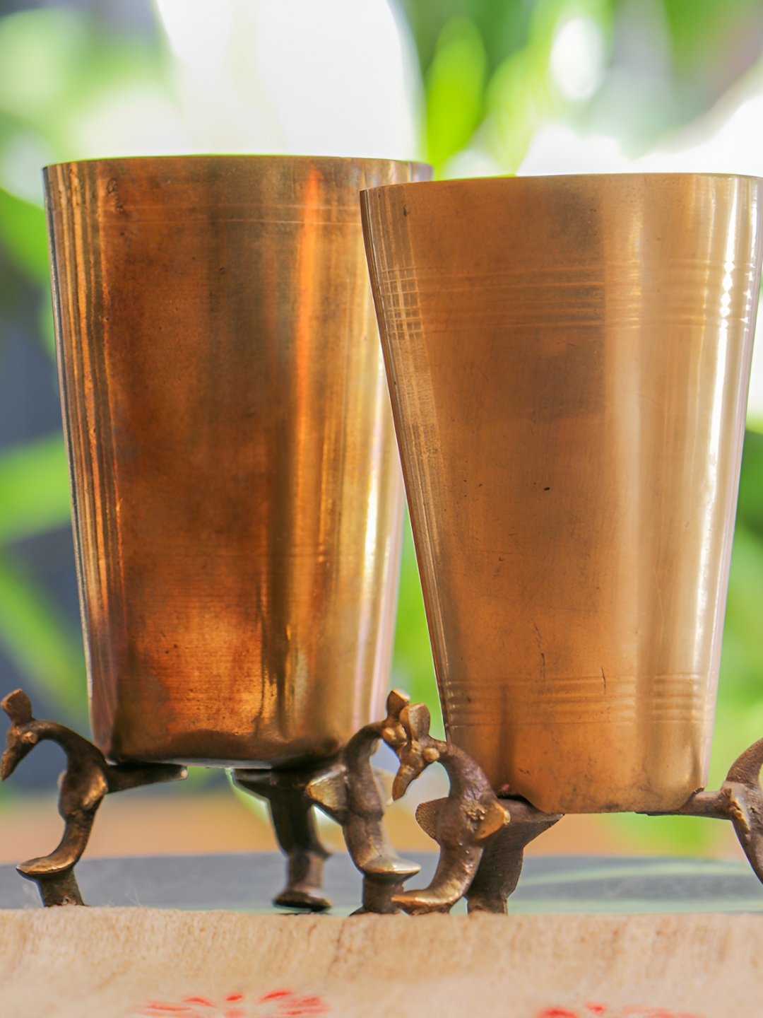 

Ambi Home Gold Toned 2 Pieces Pure Brass Vintage Water Glass 290 ml