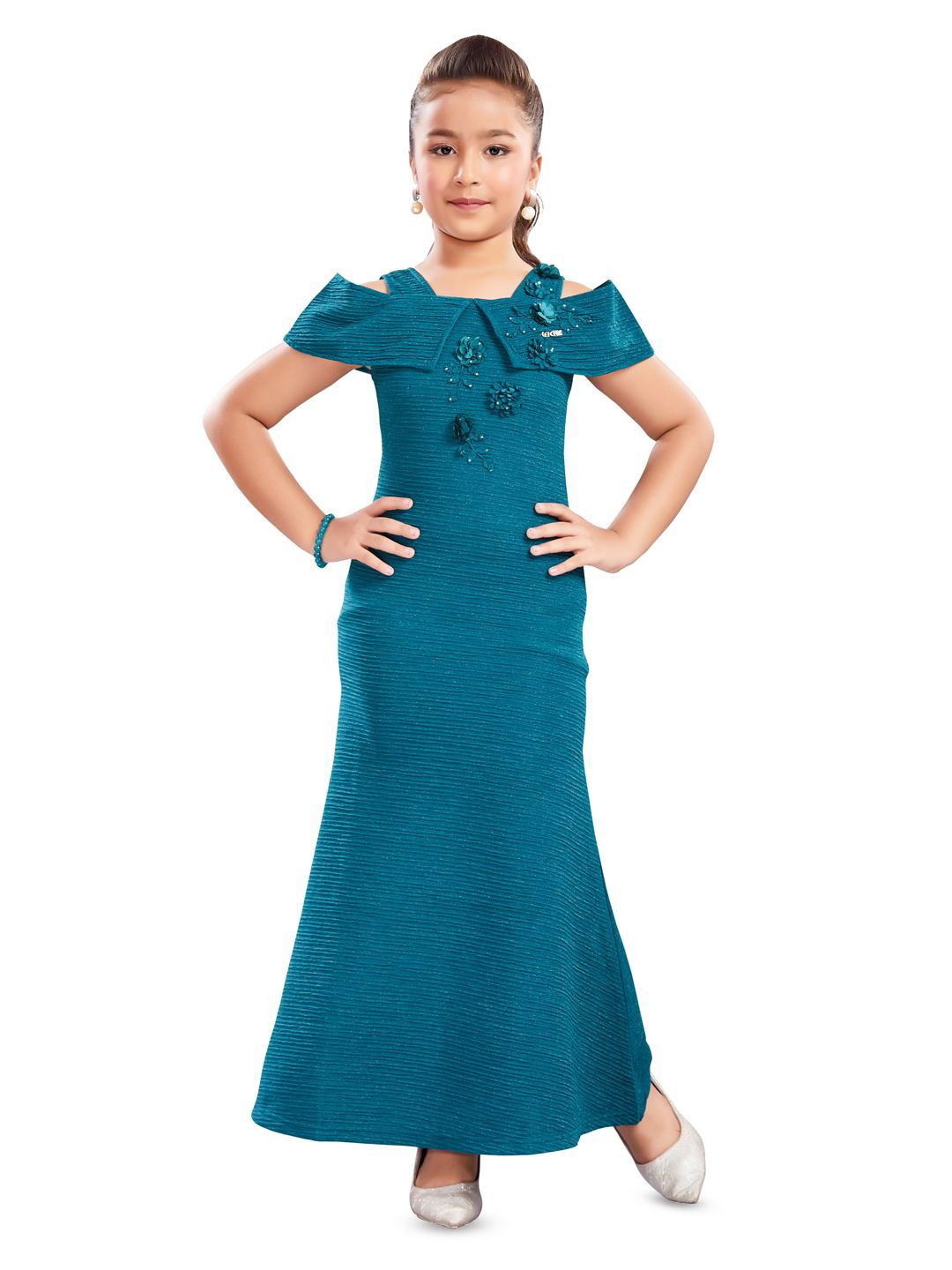 

Lei-Chie Cold-Shoulder Applique Maxi Dress, Blue