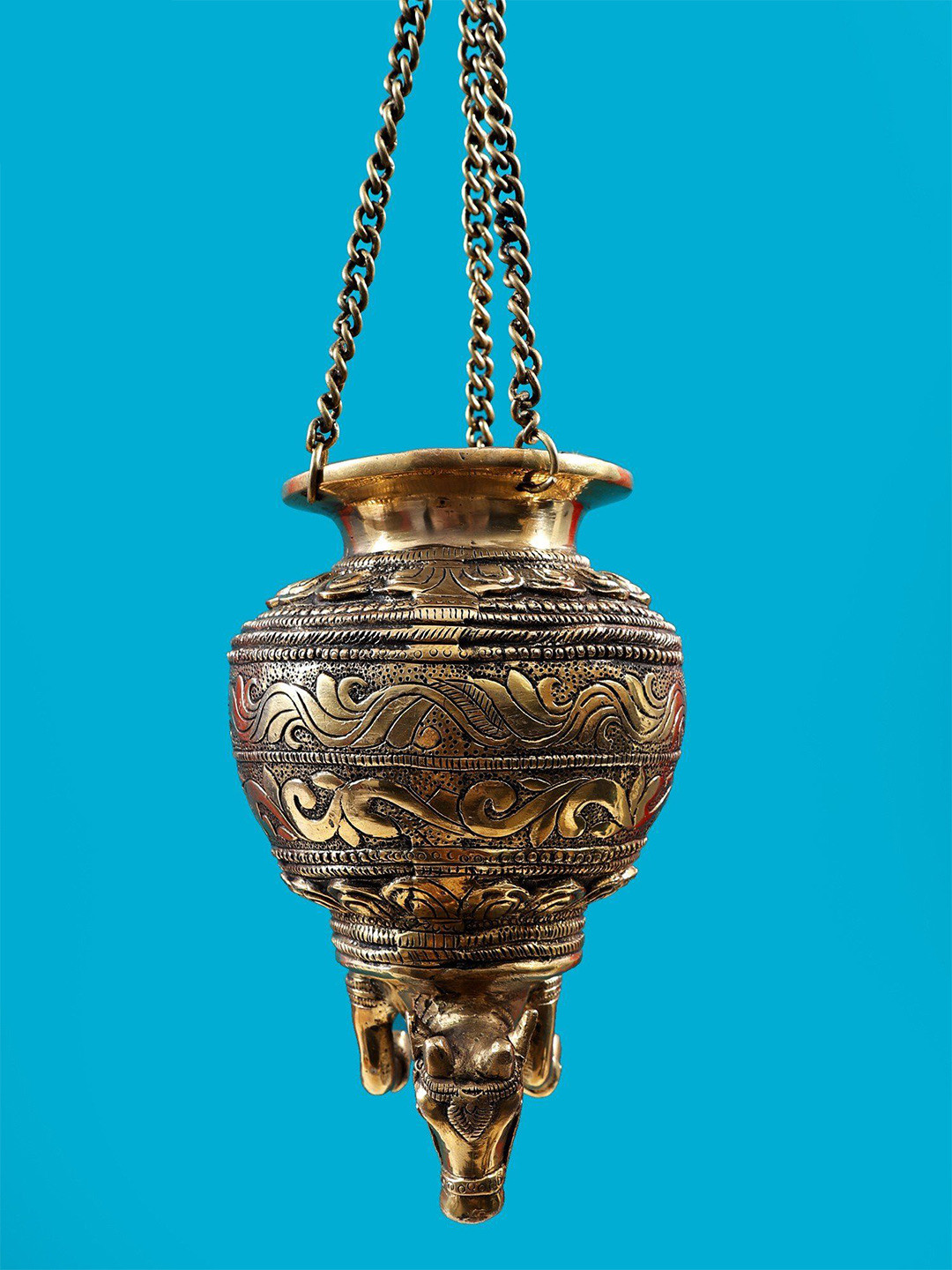

Exotic India Gold Toned & Black Brass Dripping Nandi Vase Abhishek For Shiva Linga