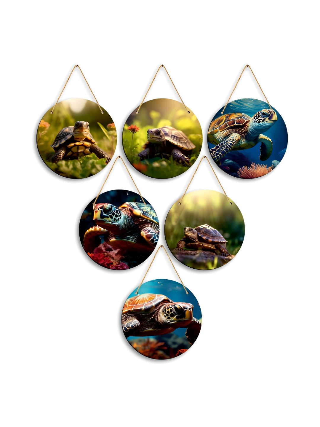

CLAWCRAFTS Green & Blue 6 Pieces Wood Wall Hangings