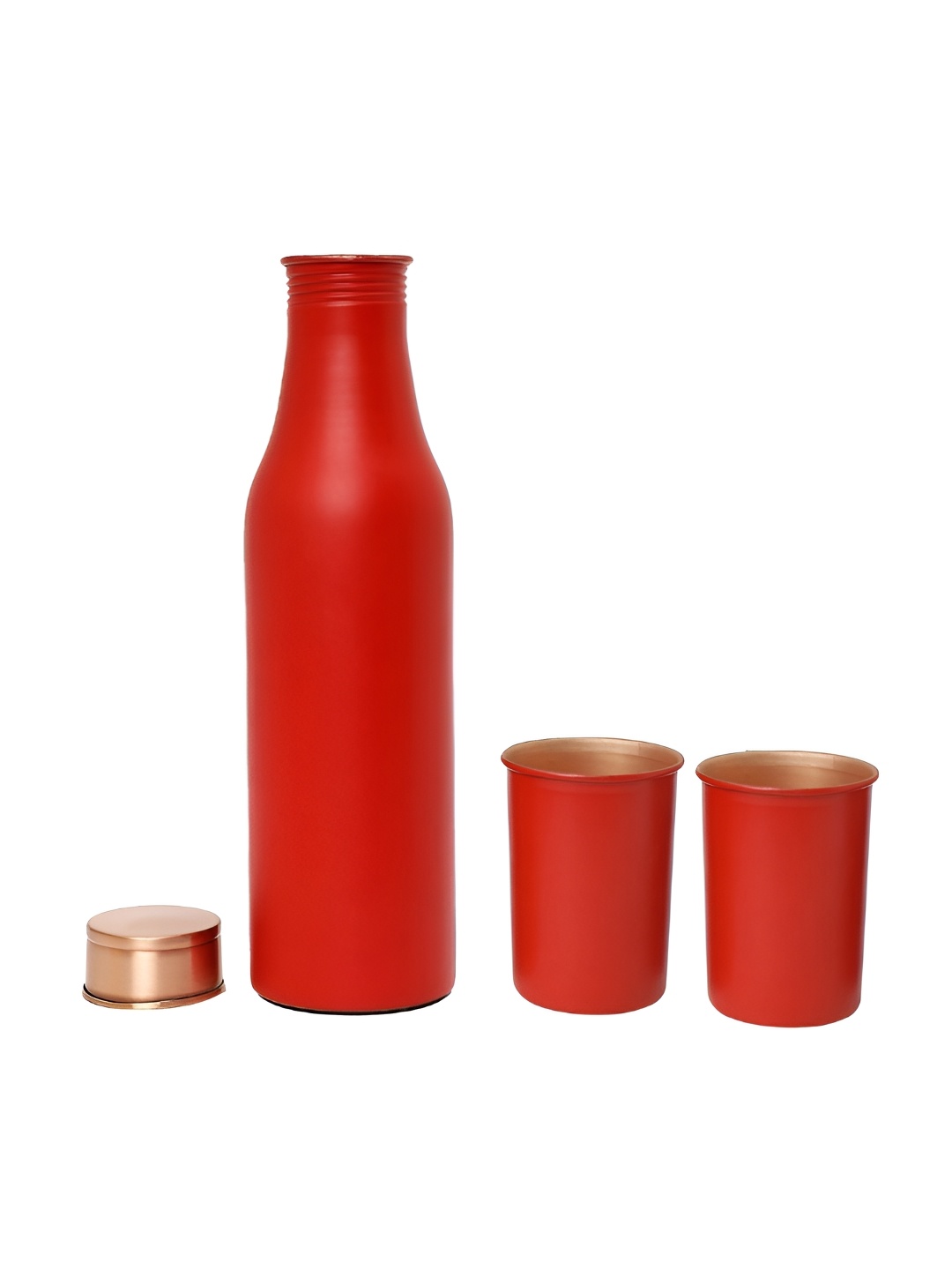 

INTERNATIONAL GIFT Red Single Copper Water Bottle with 2 Glass 1L