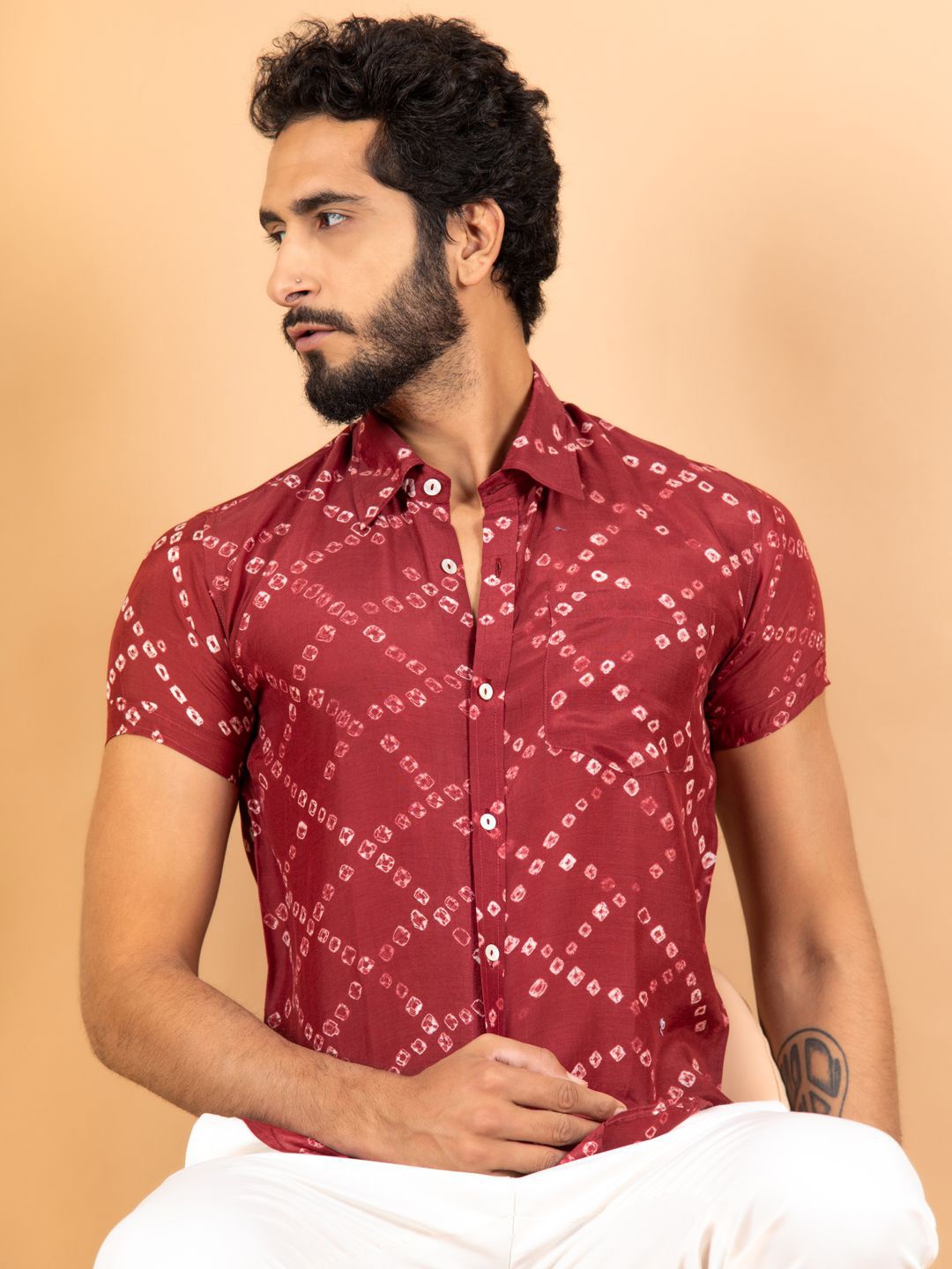 

Tistabene Men Standard Slim Fit Floral Opaque Printed Casual Shirt, Maroon