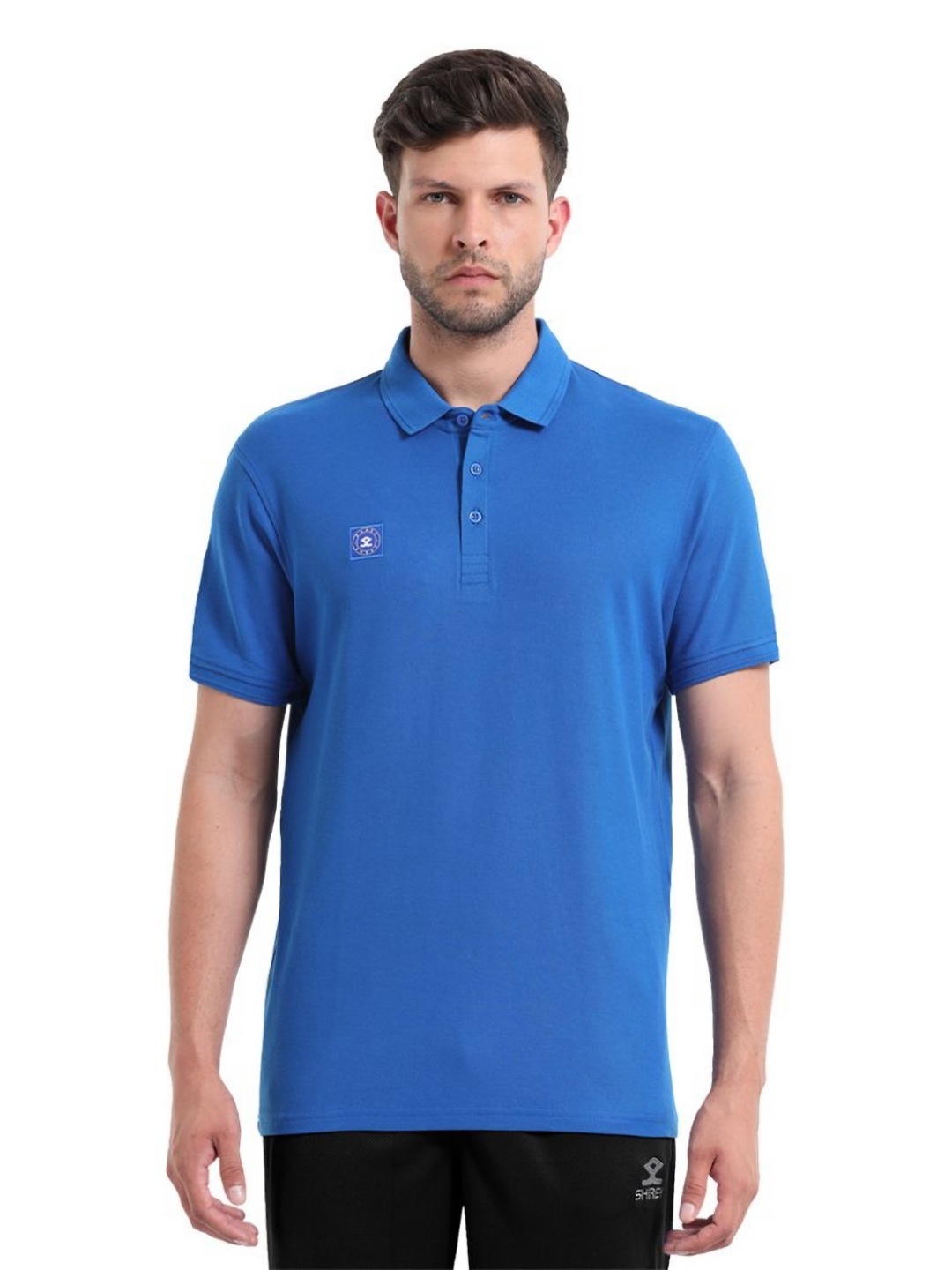 

Shrey Men Solid Polo Collar T-Shirt, Blue