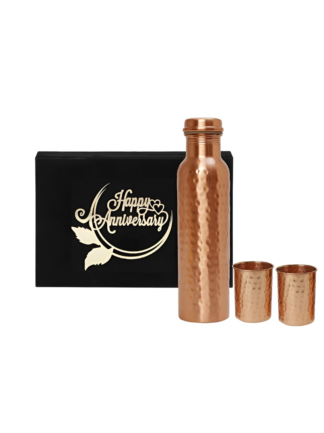 

INTERNATIONAL GIFT 3 Pieces Copper Water Bottle 1 L & Glass With Happy Diwali Tag