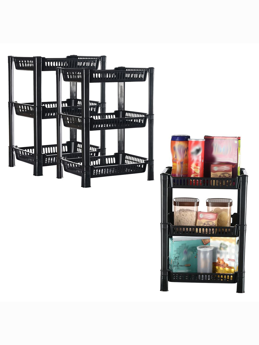 

Kuber Industries Black 3 Pieces Kitchen Multi-Utility Organiser