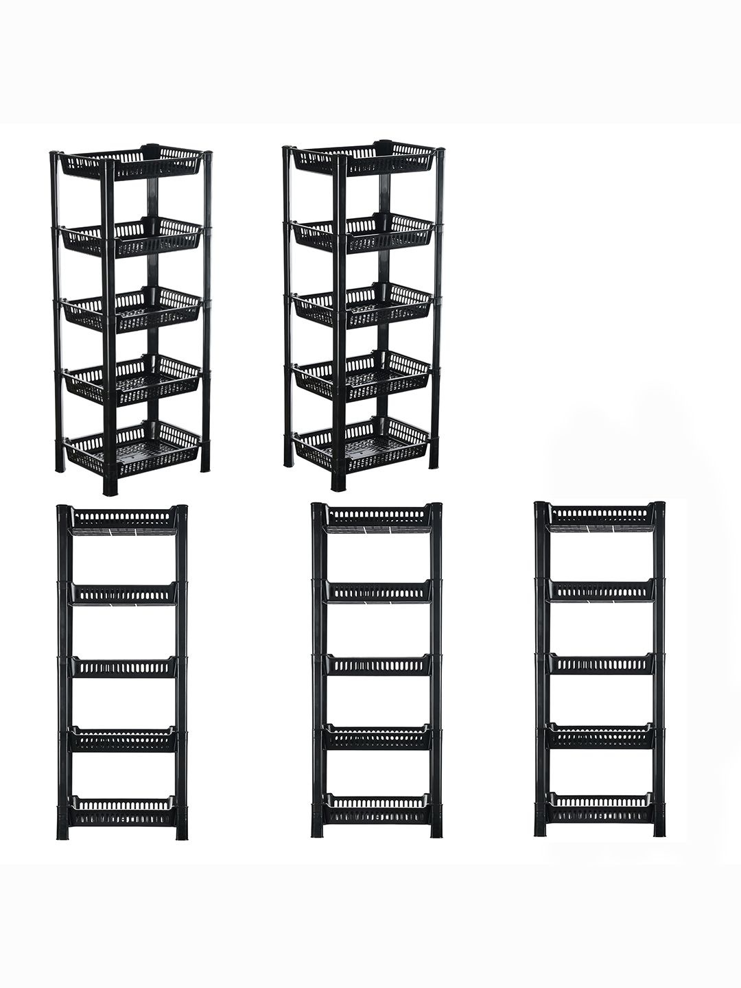 

Kuber Industries Black 5 Pieces Long Lasting 5 Tier Kitchen Organisers