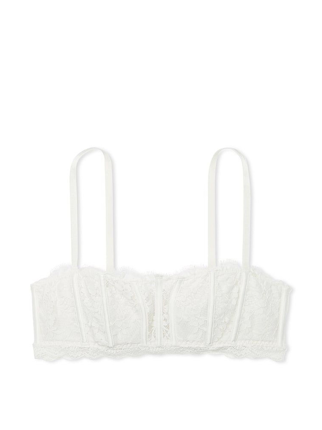 

Victoria's Secret Medium Coverage Lightly Padded Floral Bandeau Bra, White