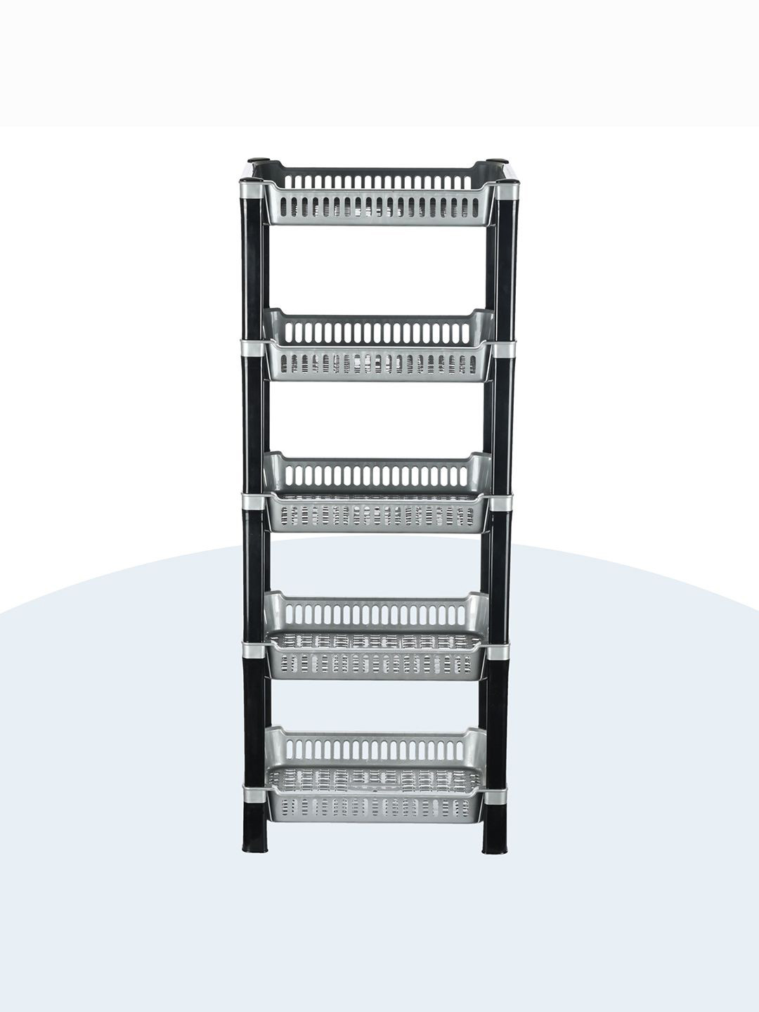 

Kuber Industries Silver Toned 5 Pieces Long Lasting 5 Tier Kitchen Organisers