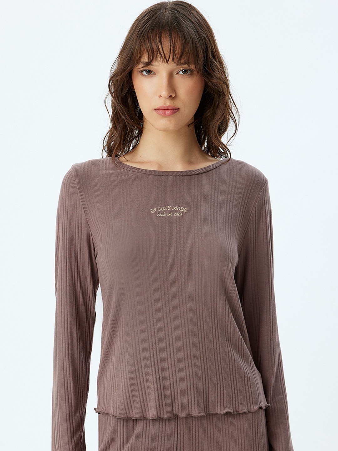 

Koton Women Striped Night suit, Brown