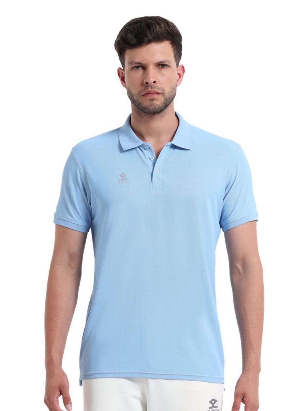 

Shrey Men Solid Polo Collar T-Shirt, Blue