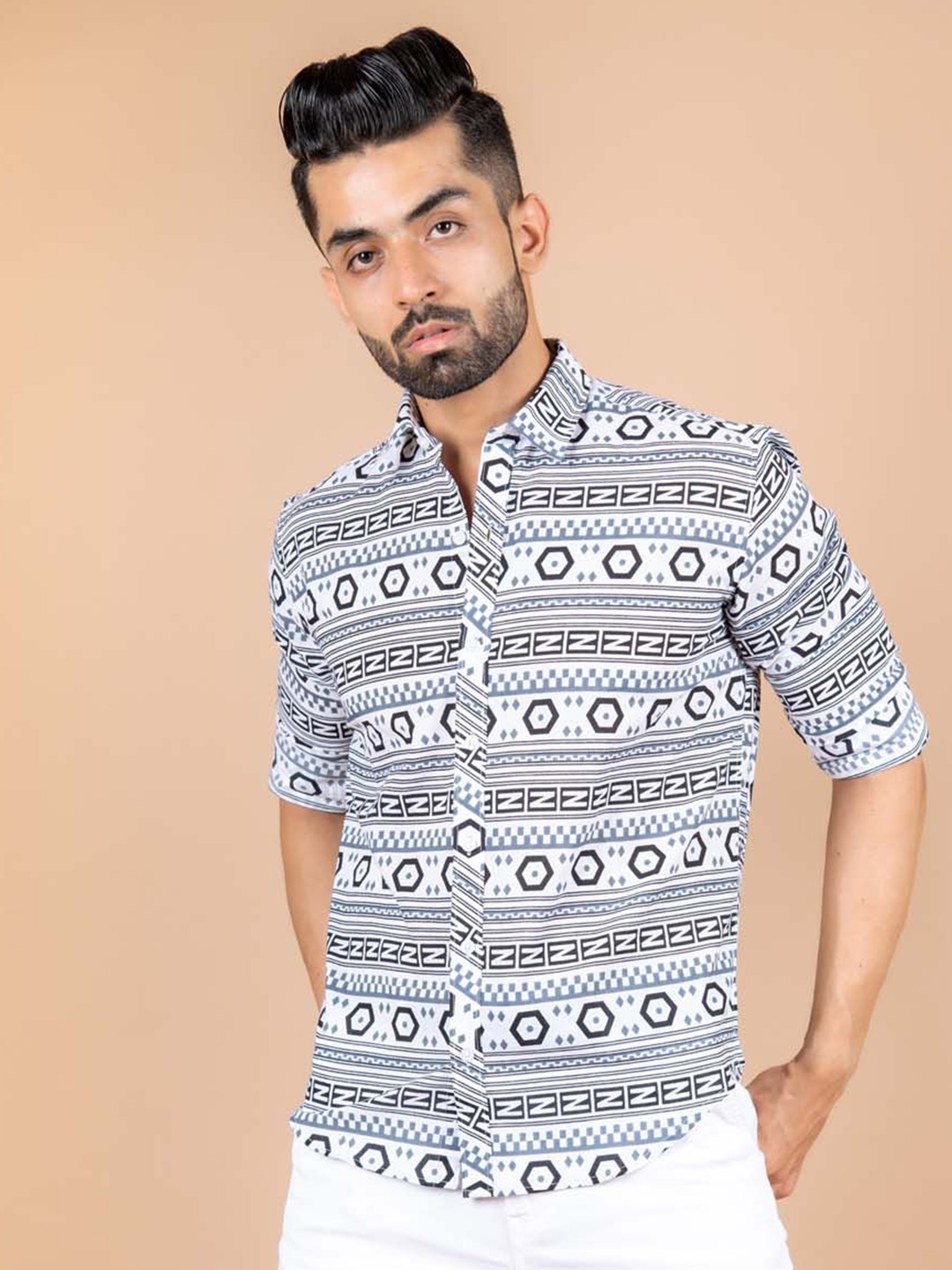 

Tistabene Men Standard Opaque Printed Casual Shirt, Black
