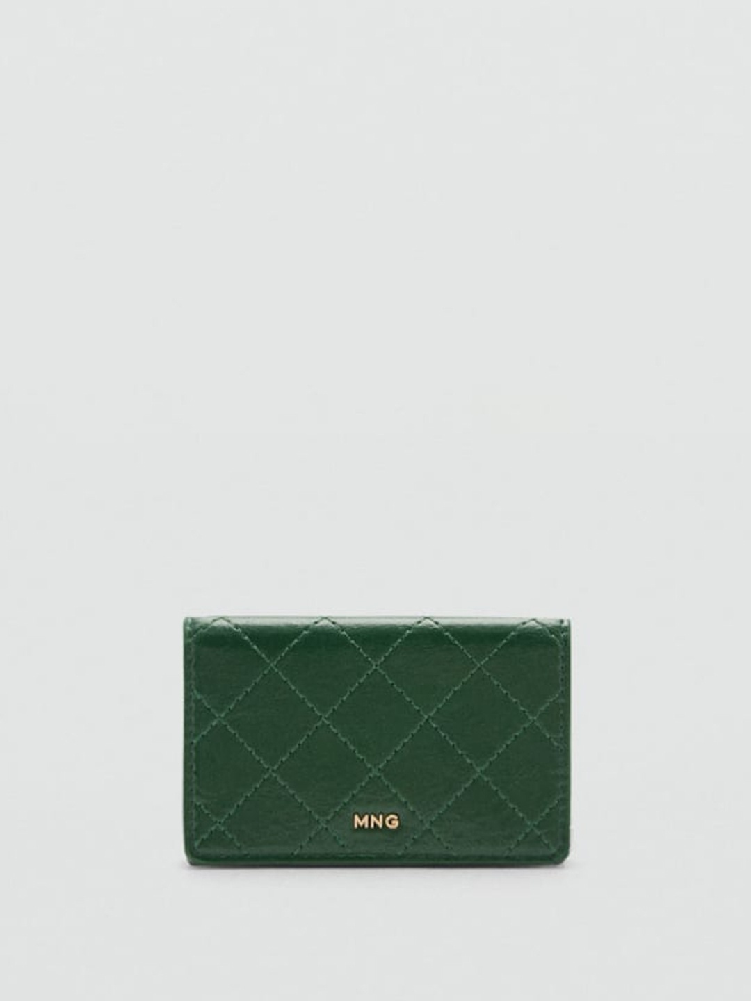 

MANGO Women Quilted Textured Envelope Wallet, Green