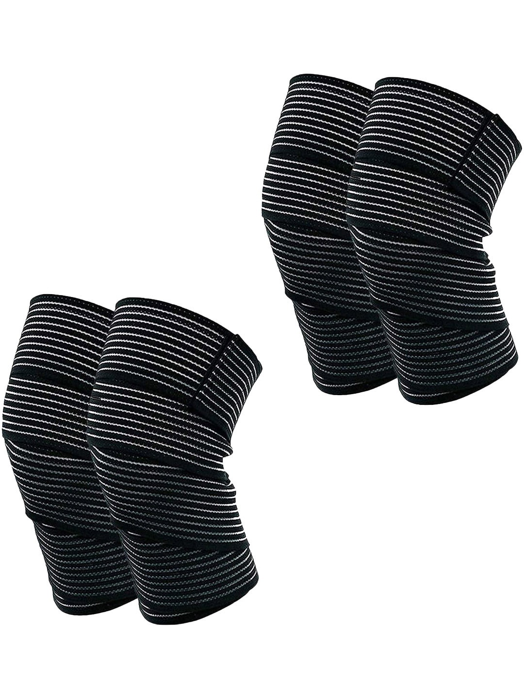 

STRAUSS Pack Of 2 Anti-Slip Knee Compression Wraps Workout Accessories, Black