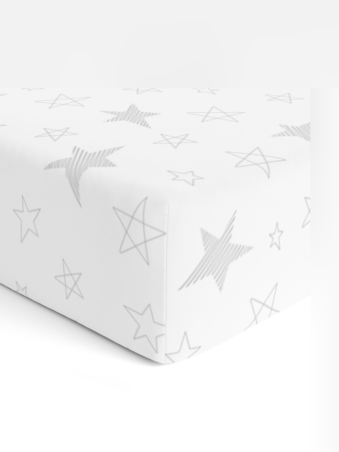 

The White Cradle White & Grey Geometric Printed Cotton 120 TC Fitted Crib Sheet