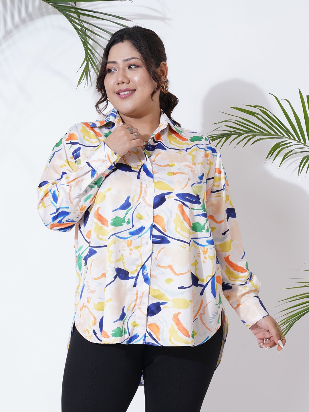 

MOOBA Women Classic Opaque Printed Casual Shirt, Beige
