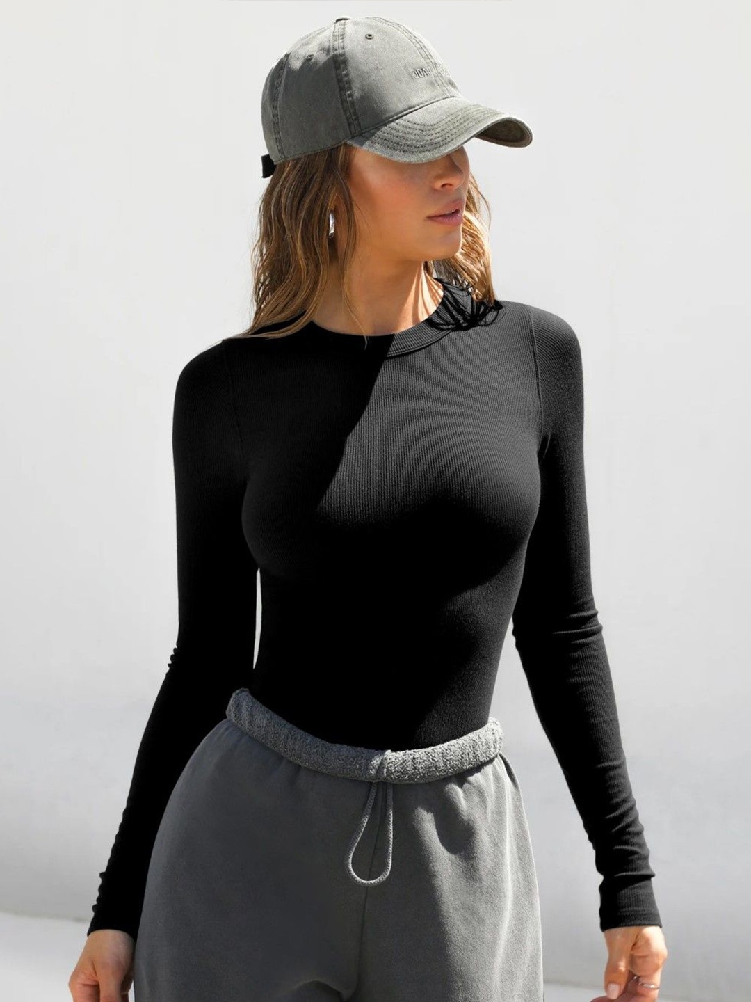

StyleCast Women Solid Round Neck Top, Black