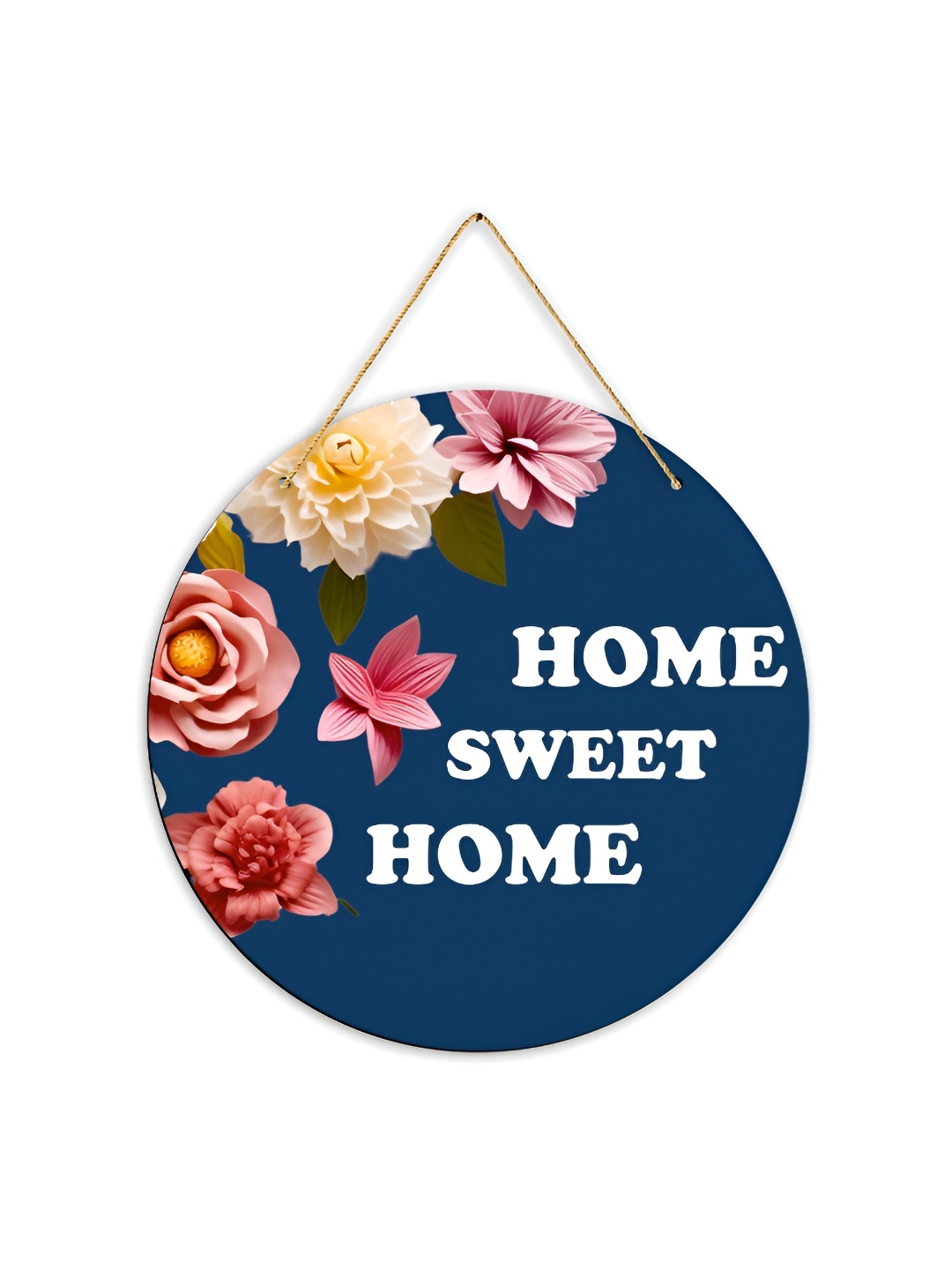 

CLAWCRAFTS Blue & Pink Floral Wodden Wall Hanging