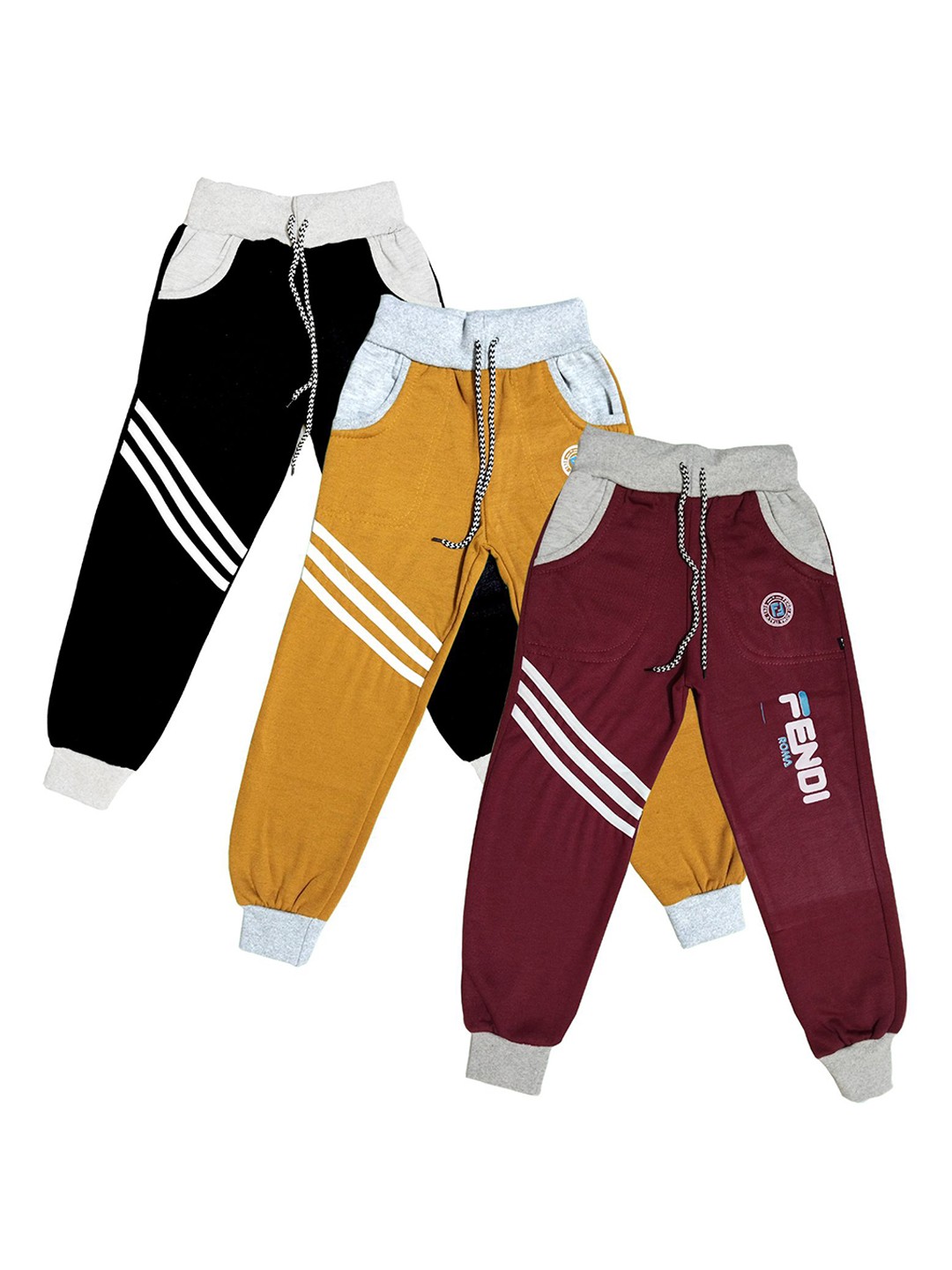 

BAESD Boys Pack Of 3 Mid-Rise Joggers, Black