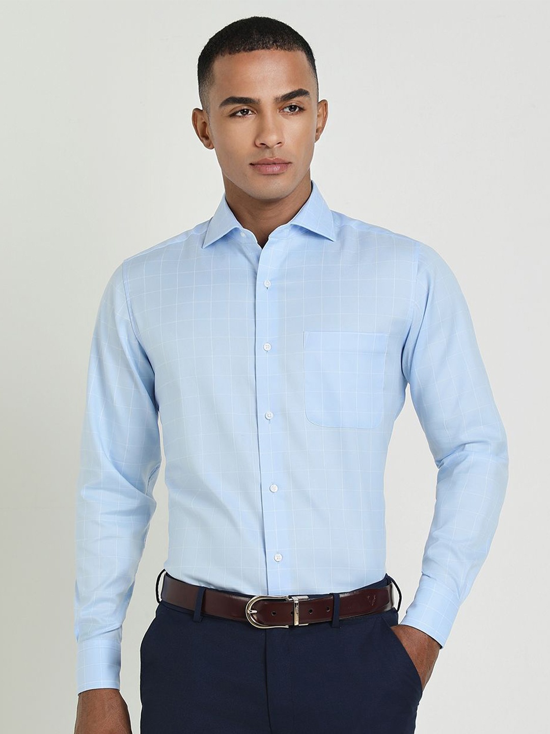 

Allen Solly Sport Men Spread Collar Solid Cotton Formal Shirt, Blue