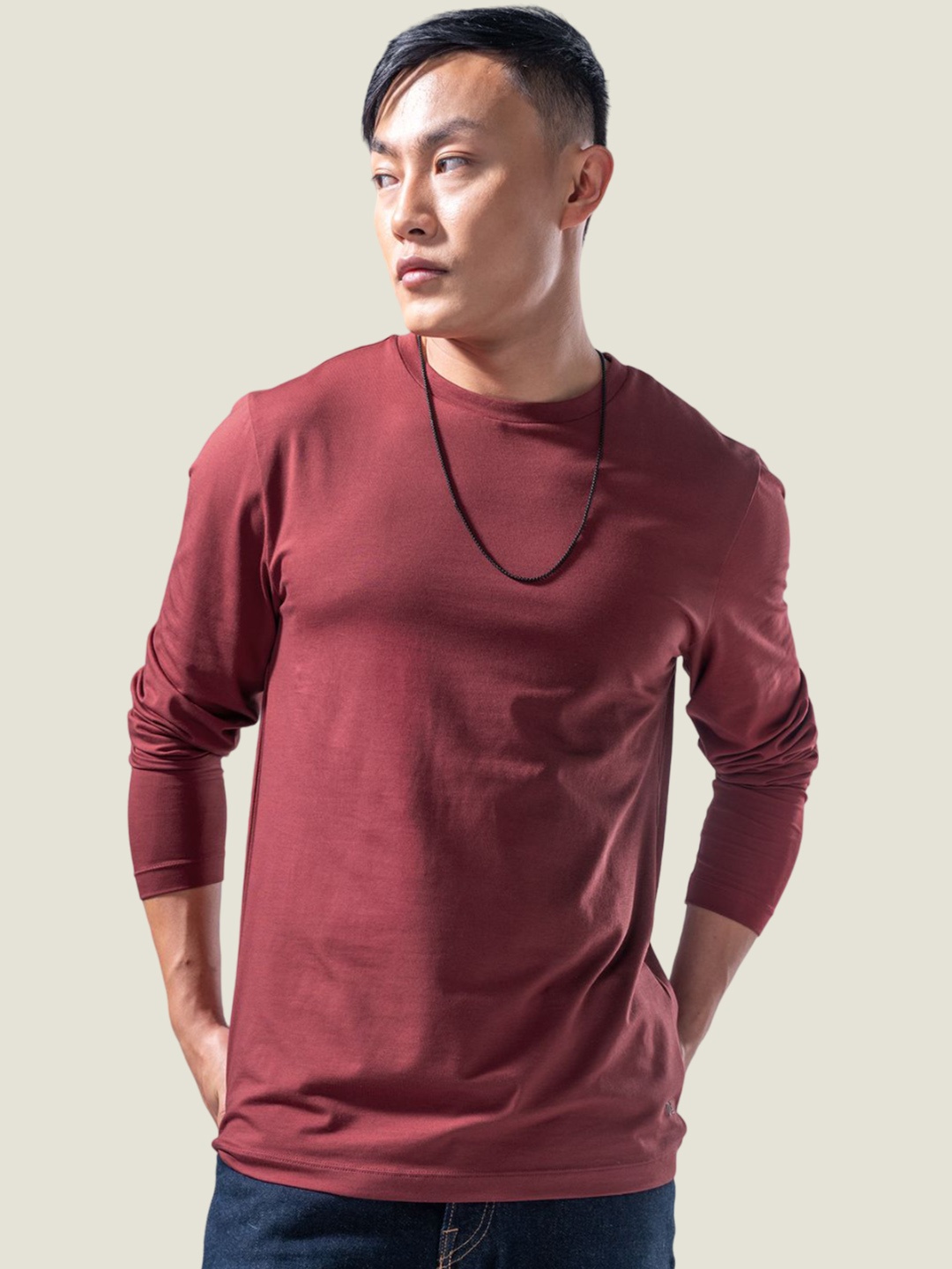 

DAMENSCH Ultra Soft Supima Cotton Blend Anti Fade Colours Constant Full Sleeve T Shirt, Red