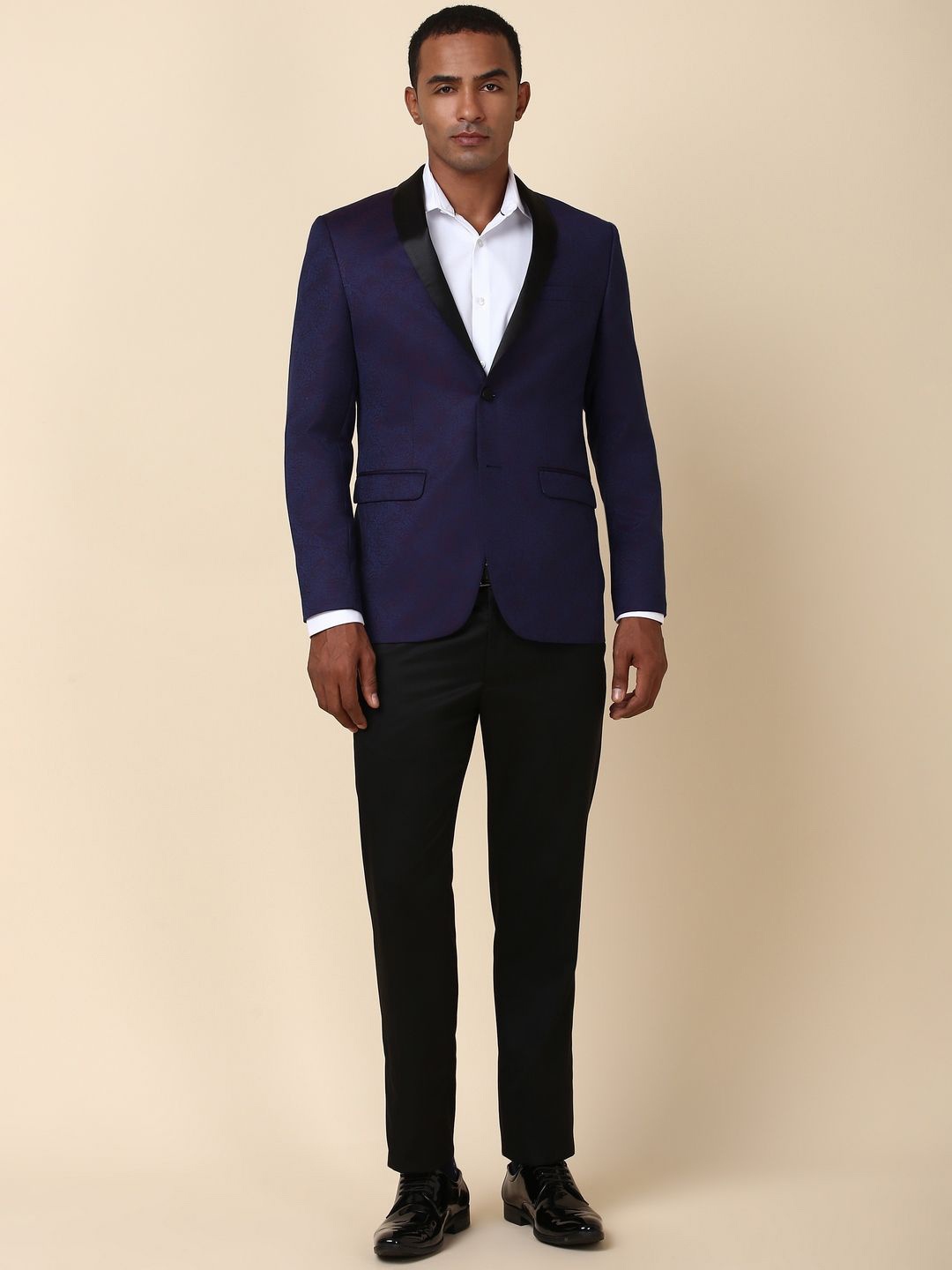 

Allen Solly Slim-Fit Single-Breasted Two-Piece Suit, Navy blue