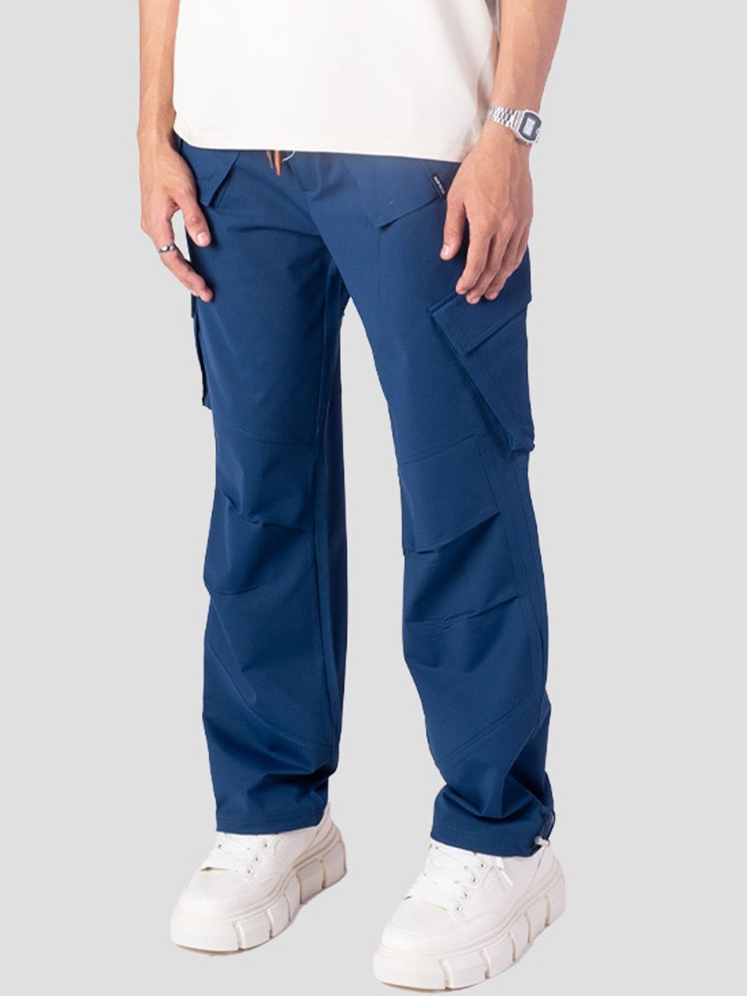 

HOP HEAD Unisex Relaxed Straight Fit Cargos Trousers, Blue