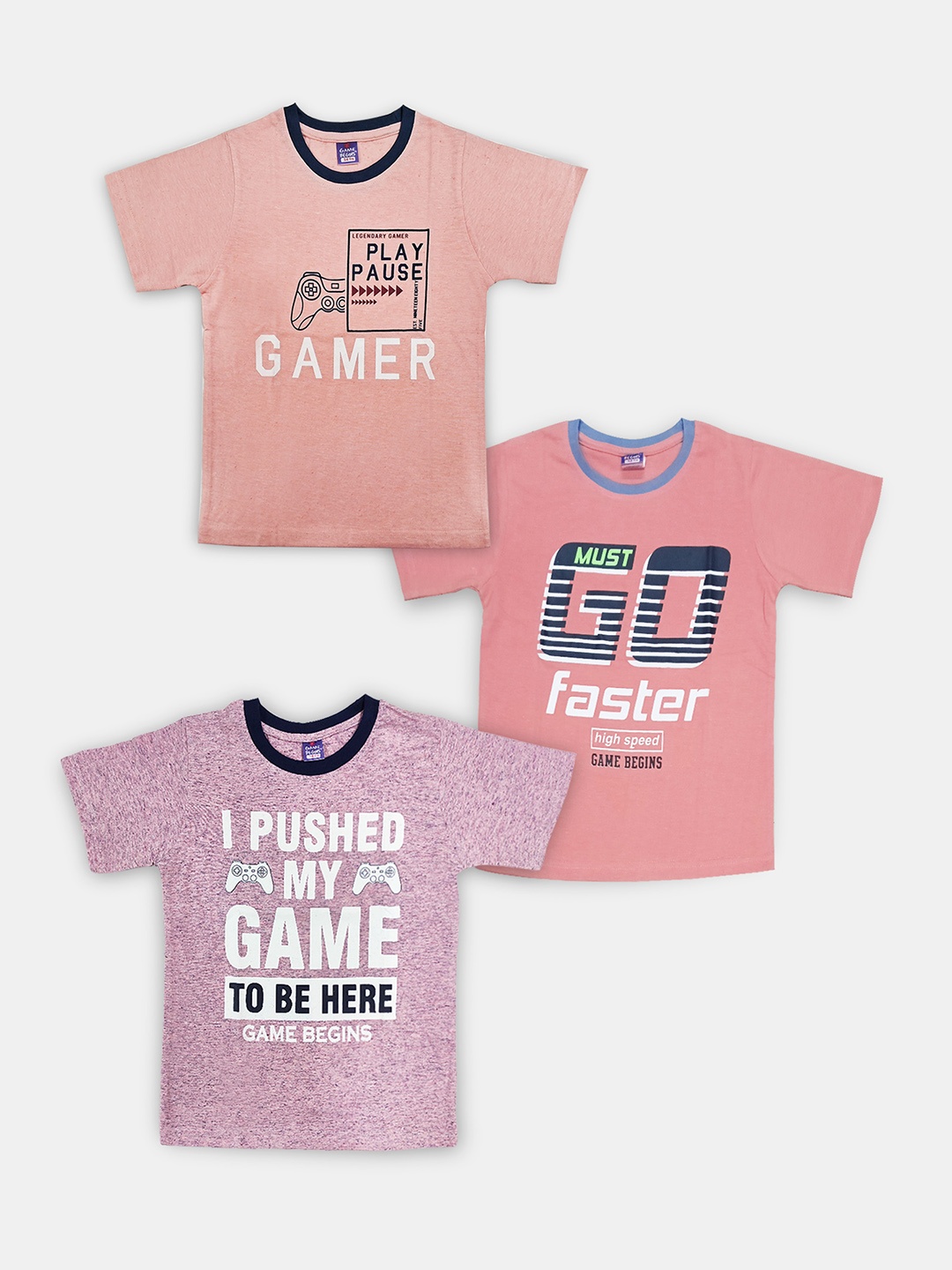 

Here&Now X Game Begins Boys Pack of 3 Assorted Typography Printed T-shirts
