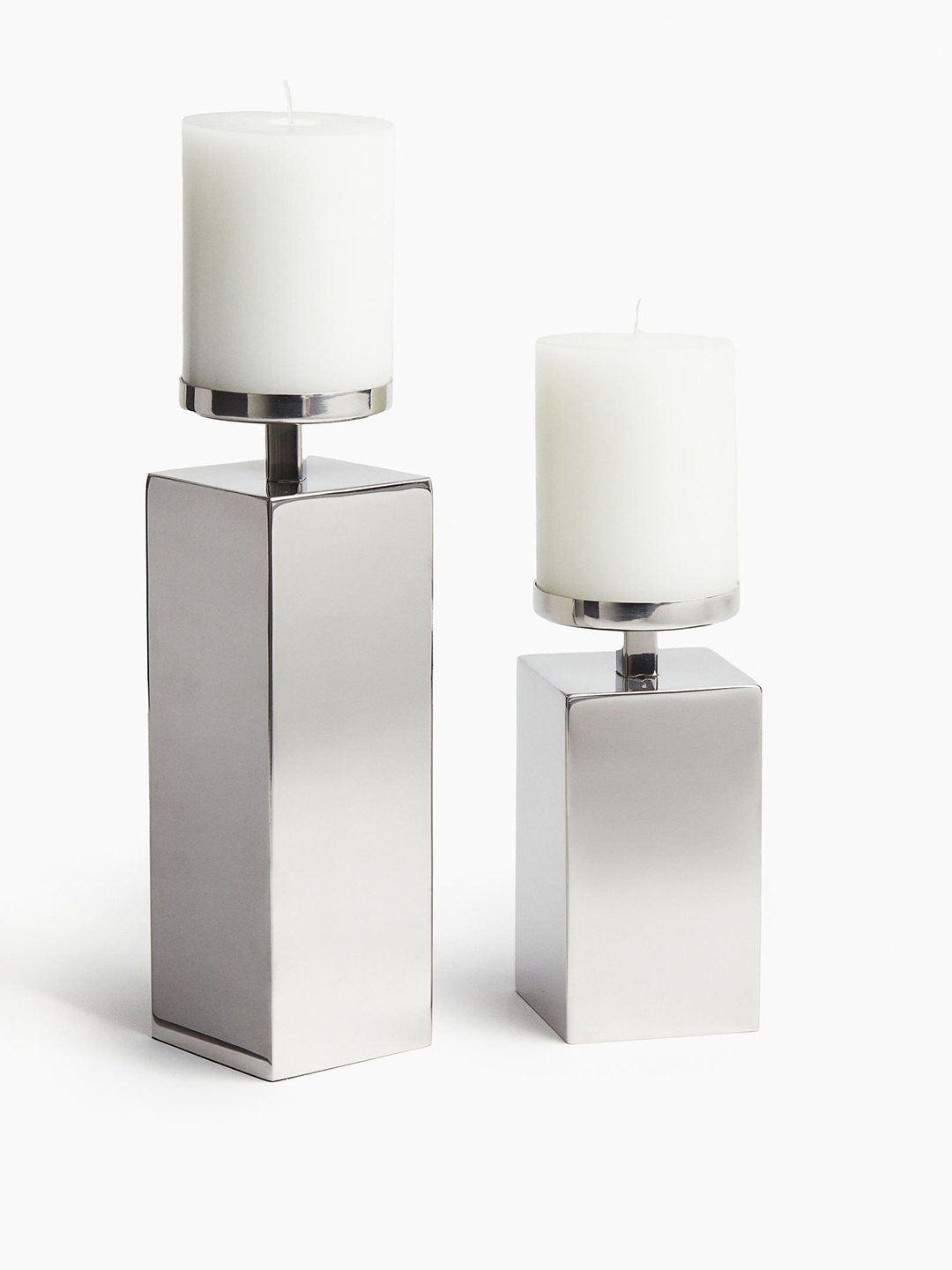 

H&M Grey Stainless Steel Metal Candlestick