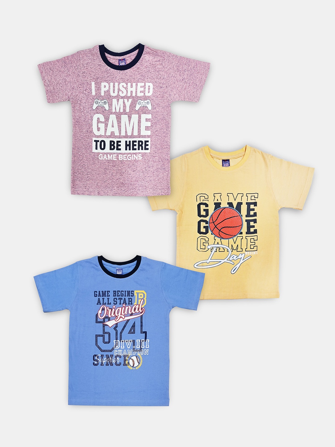 

Here&Now X Game Begins Boys Set of 3 Assorted Printed T-shirts