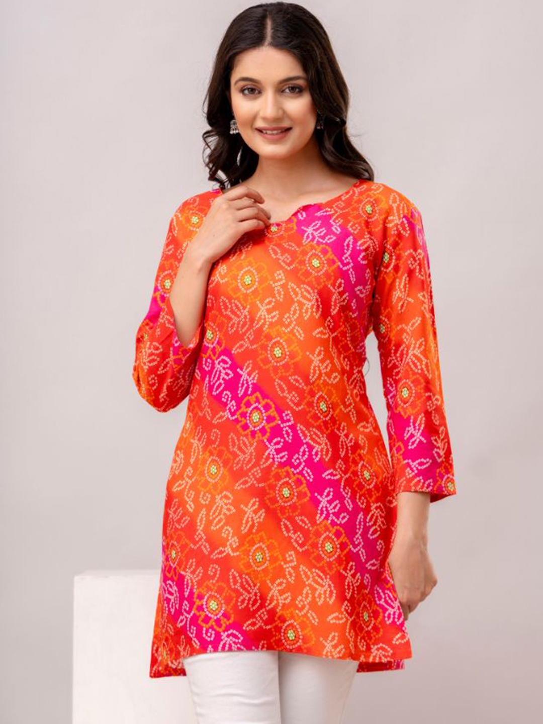 

Arudhi Bandhani Printed Straight Kurta, Orange