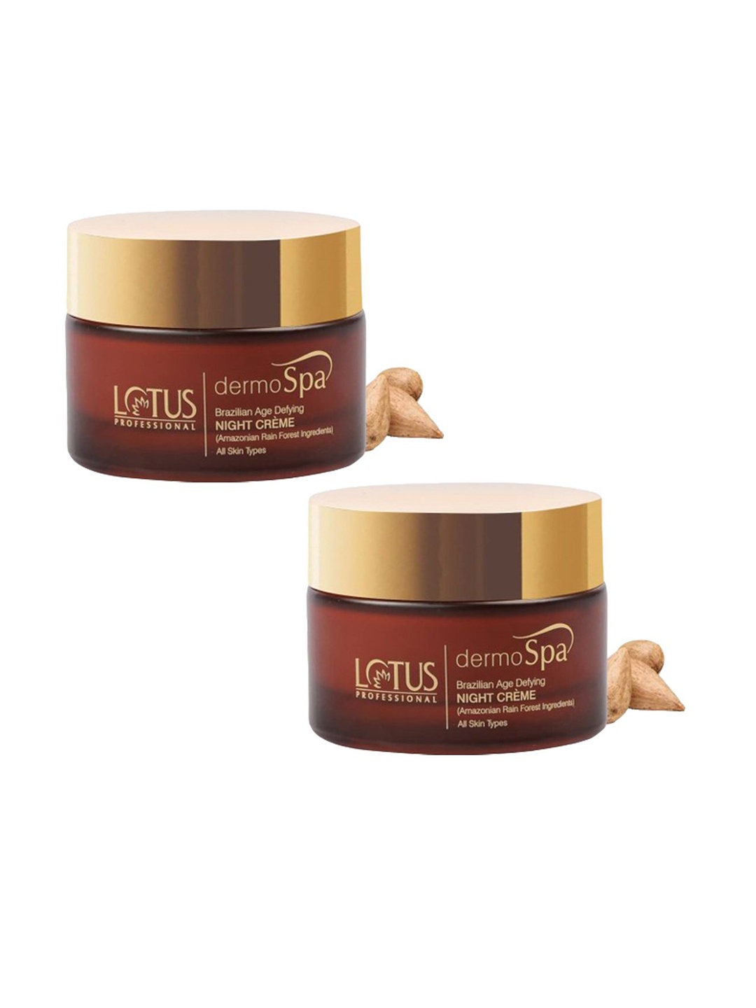 

Lotus Professional Set Of 2 DermoSpa Brazilian Age Defying Night Creme-50g each, Coffee brown