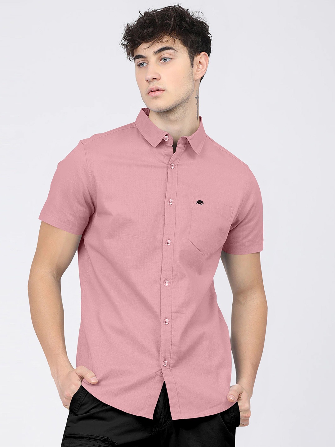 

BRUCEWANE Men Standard Opaque Semiformal Shirt, Rose