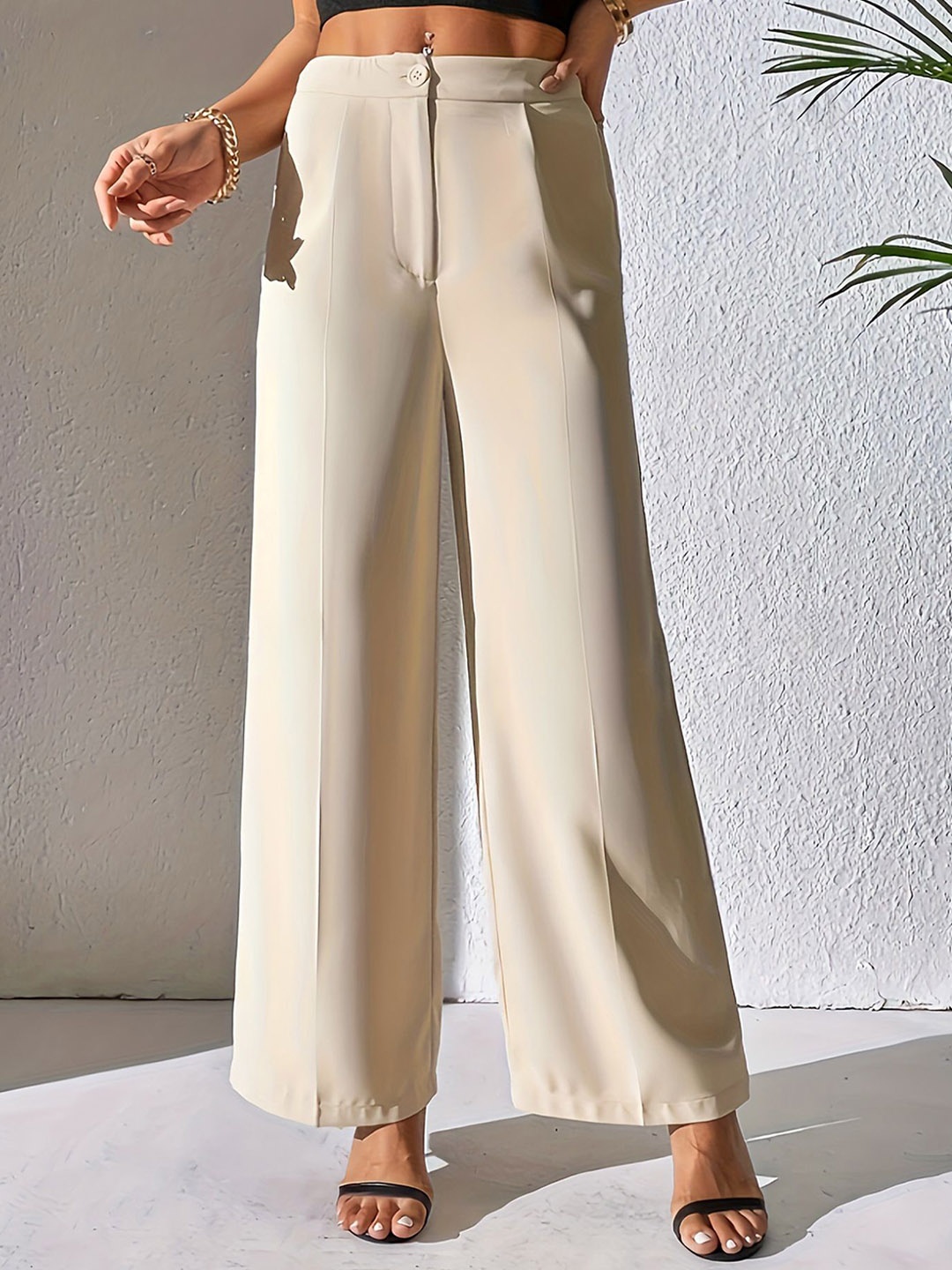 

StyleCast x Revolte Women Easy Wash Trousers, Beige