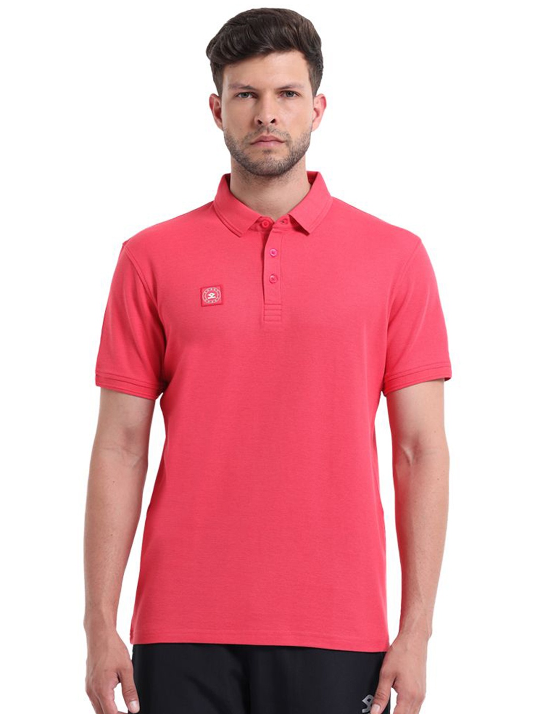 

Shrey Men Solid Polo Collar T-Shirt, Red