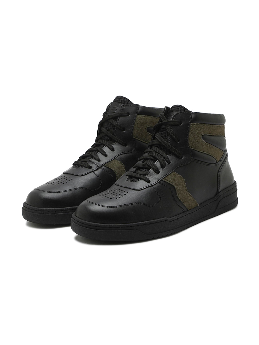 

ERGON Men Round Toe Leather Fashion, Black