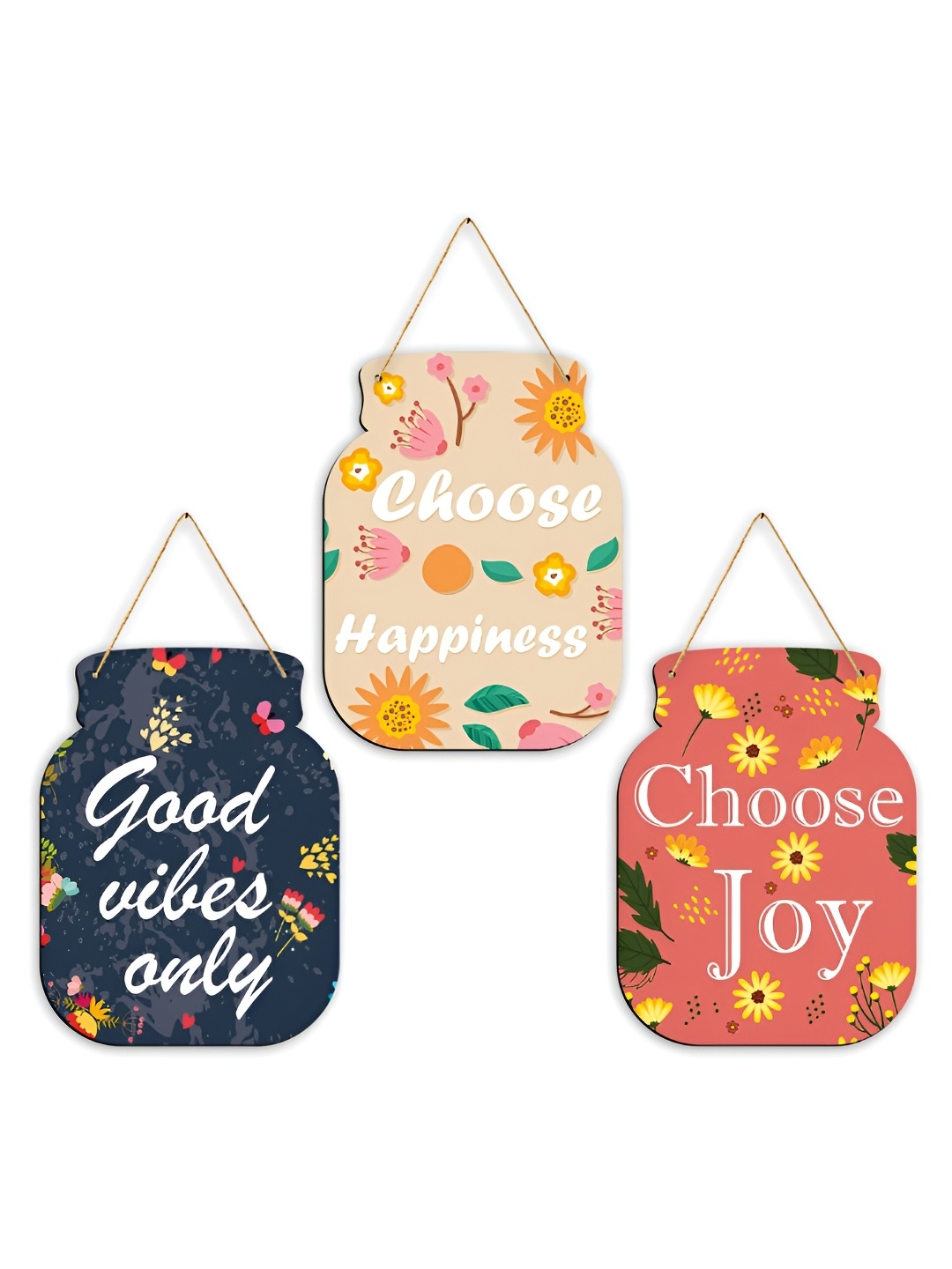 

CLAWCRAFTS Beige & Pink 3 Pieces Wooden Wall Hangings