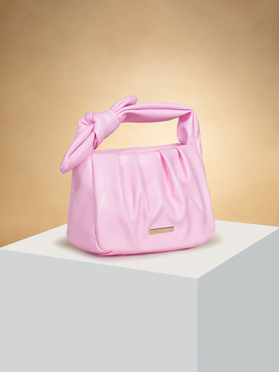 

Forever Glam by Pantaloons PU Structured Shoulder Bag with Bow Detail, Pink