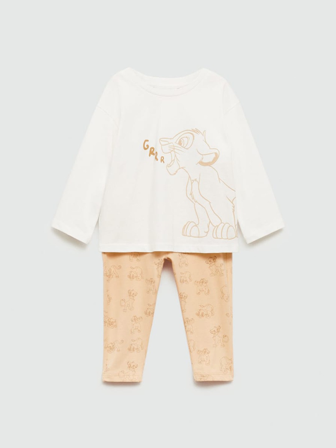 

Mango Kids Boys Lion King Printed Night suit, Off white