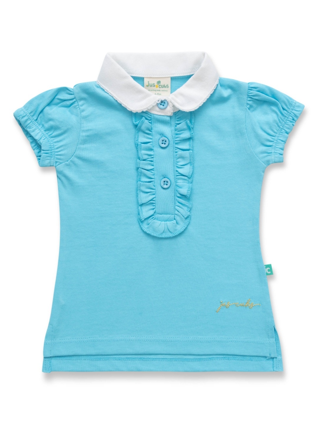 

JusCubs Girls Solid Polo Collar Cotton T-Shirt, Turquoise blue
