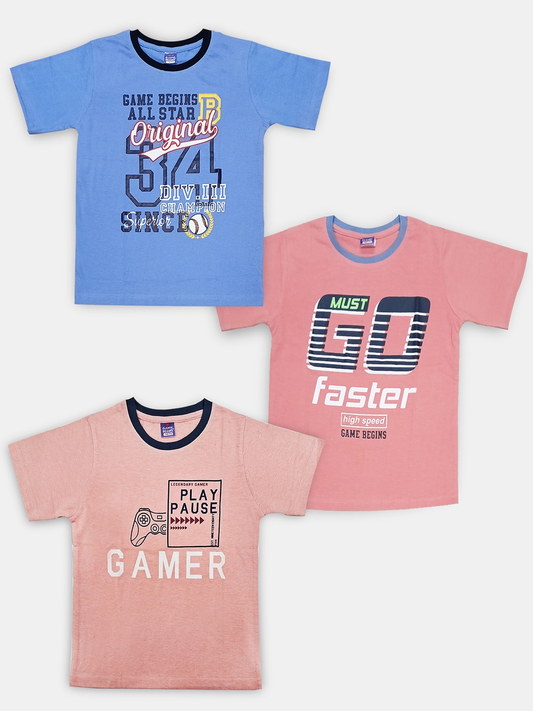 

Here&Now X Game Begins Boys Assorted Set of 3 Printed T-shirts