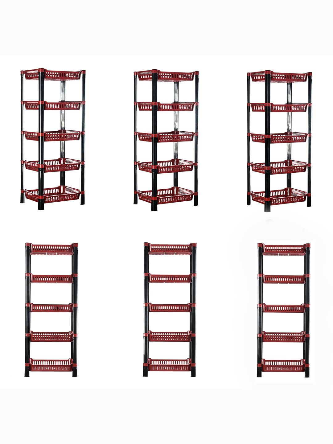 

Kuber Industries Black & Maroon 6 Pieces 5-Tier Multi Utility Organisers