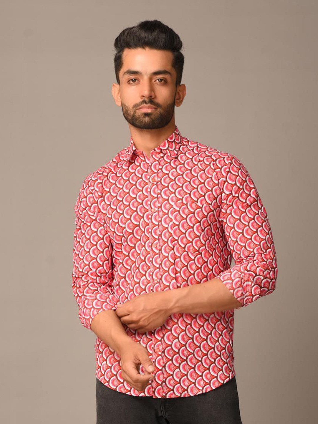 

Tistabene Men Standard Floral Opaque Printed Casual Shirt, Pink