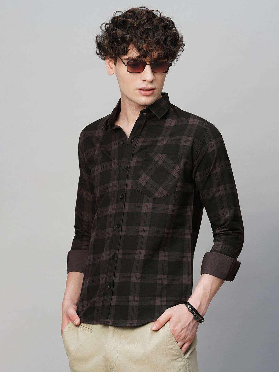 

TRYBUY.IN Men Comfort Spread Collar Tartan Checked Cotton Casual Shirt, Multi