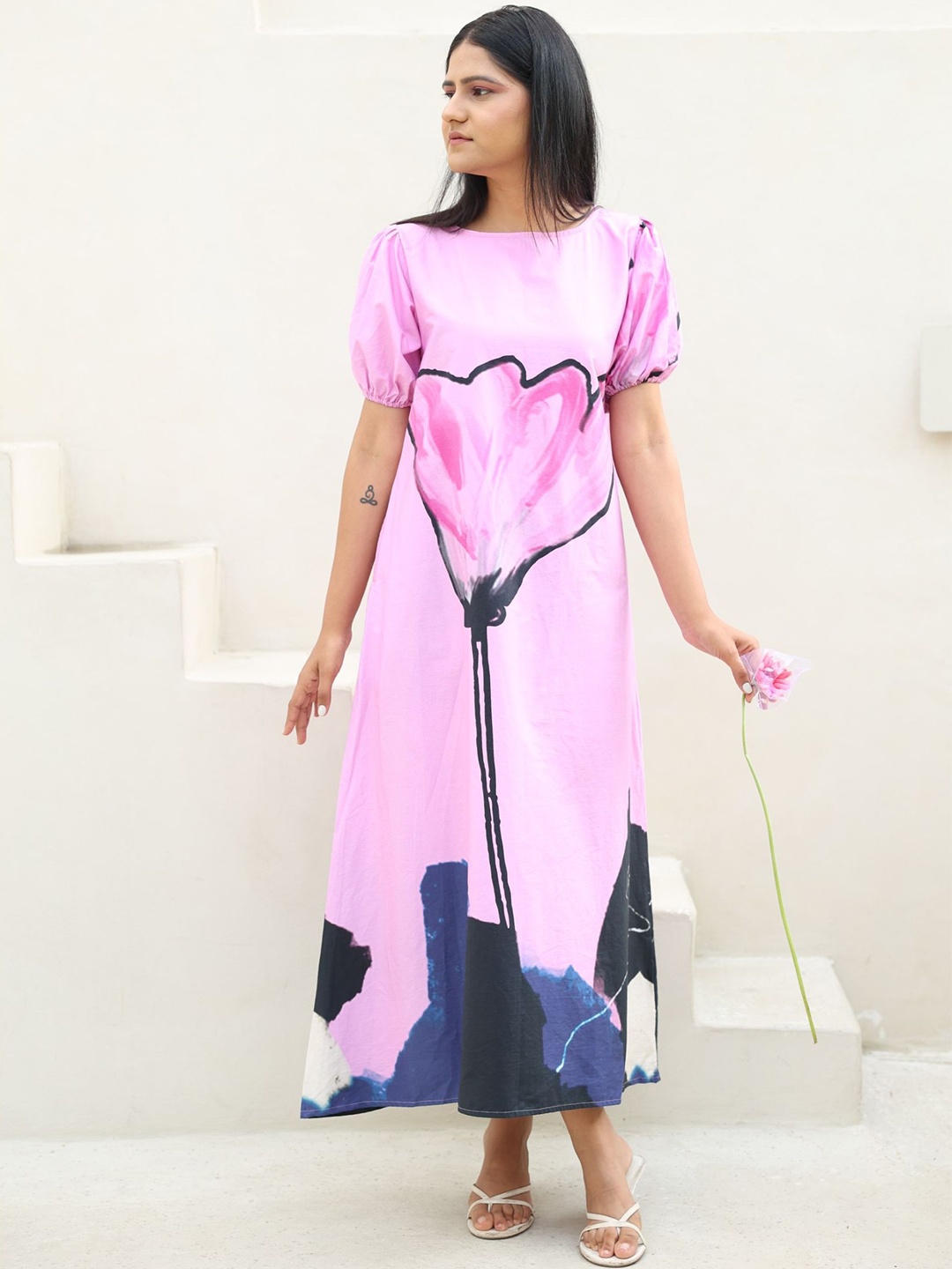 

RadhaRaman Floral Printed Cotton Maxi Dress, Pink