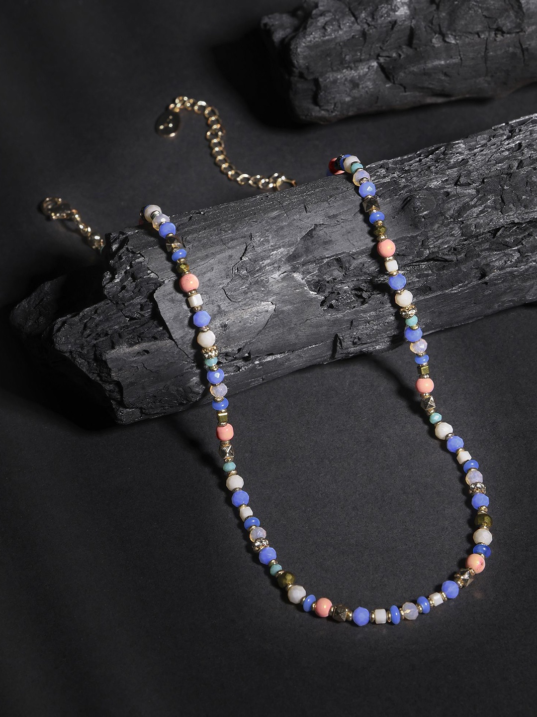 

Accessorize Brass Beaded Necklace, Gold