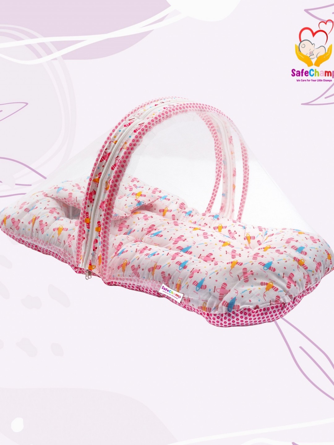 

SafeChamp Kids Unisex 2 Pieces Pink & White Floral Cotton Single Fine Bedding Set